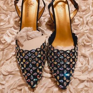 J.Renee Black and Gold Embellished Heels